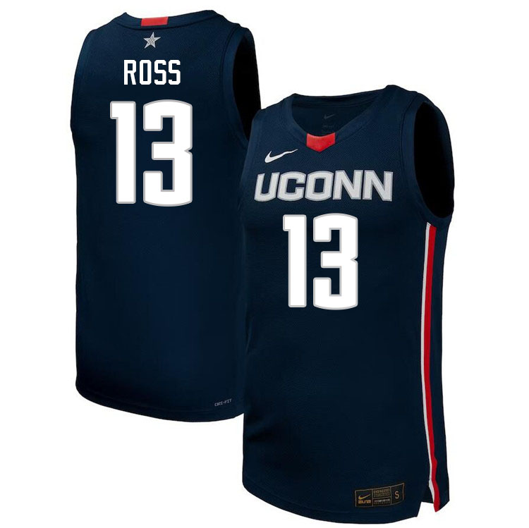 Uconn Huskies #13 Jacob Ross College Basketball Jersey Stitched-Alternater Navy